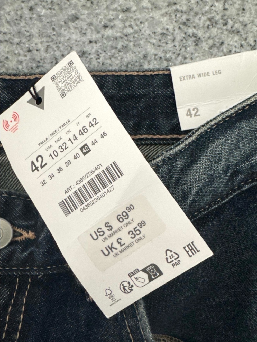 NWT Zara Extra Wide-Leg High-Rise Jeans in Washed Dark Indigo - Picture 8 of 10